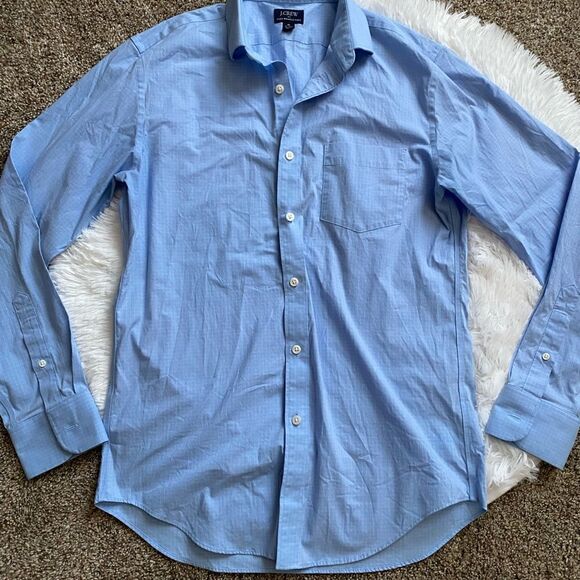 J. Crew Flex Wrinkle Free Button Down Dress Shirt Blue Mens Size Medium - Picture 4 of 8